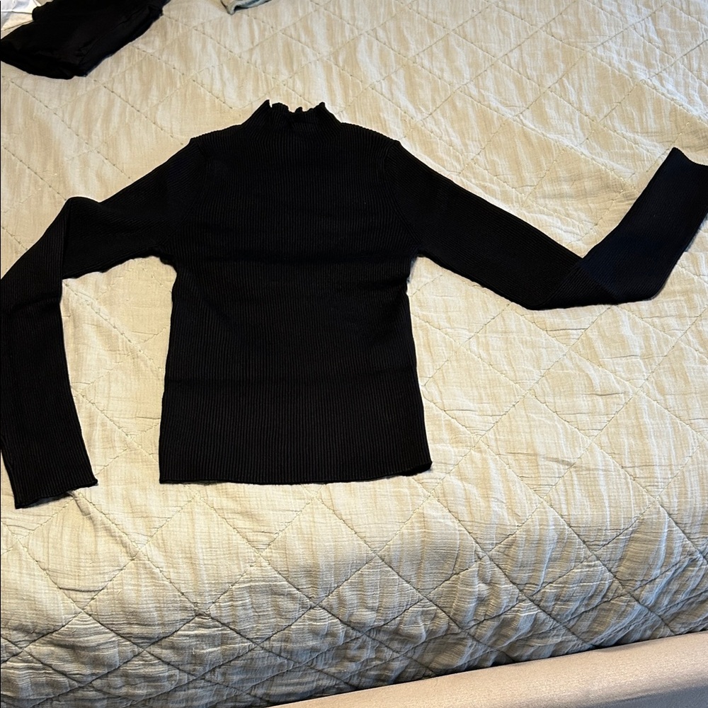 Talulah- Black Ribbed Mock Neck Women's Sweater- large